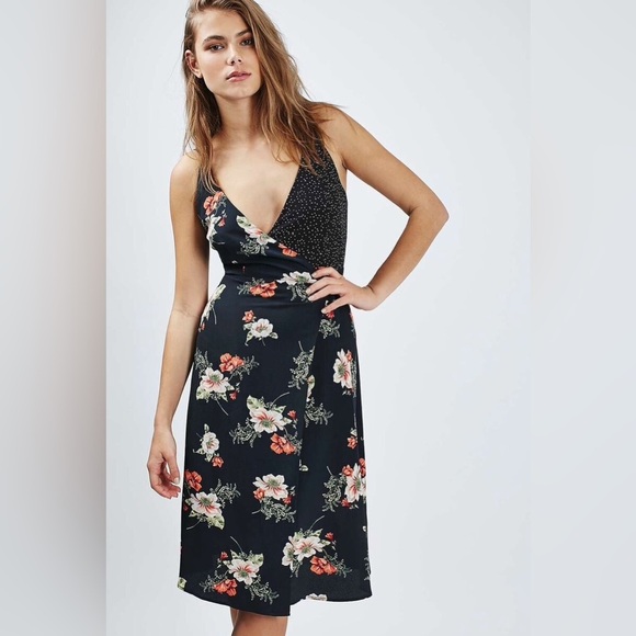 Topshop Floral Wrap Slip Dress 0018 - Picture 2 of 10